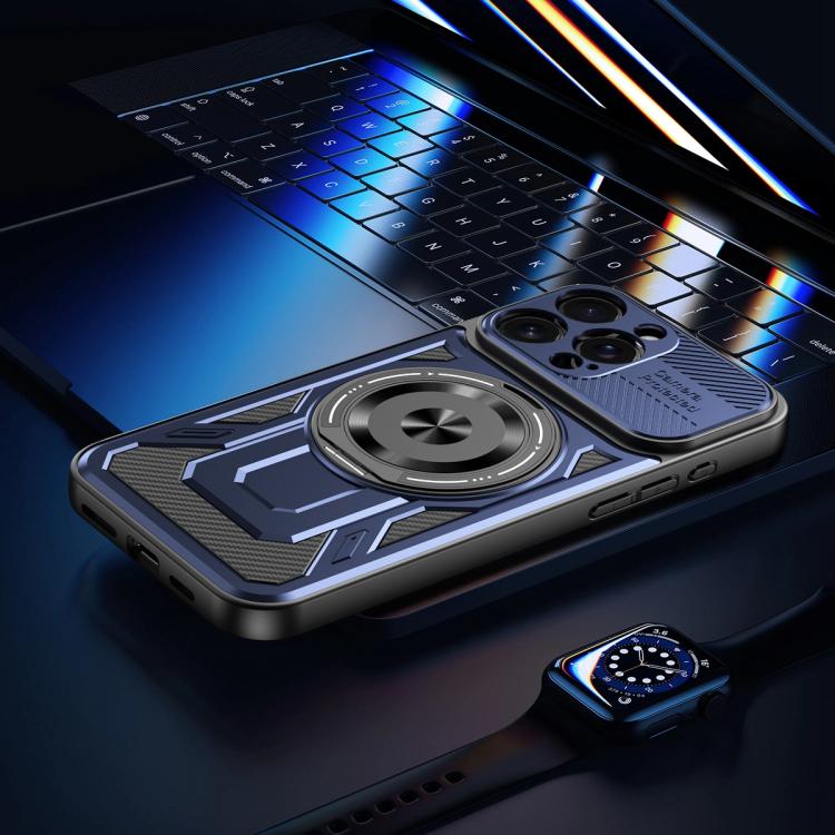 For iPhone 16 Pro Armor Rotating Holder MagSafe Phone Case