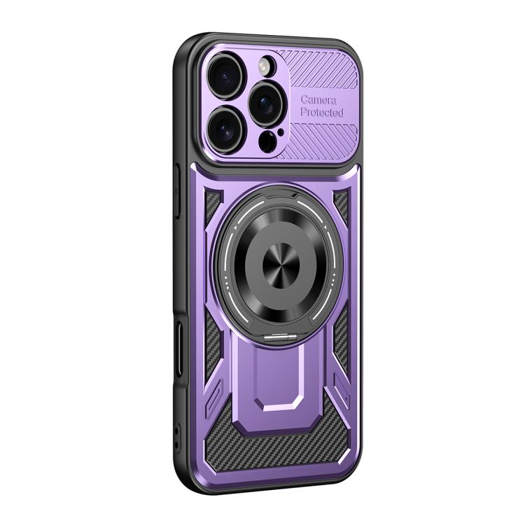For iPhone 16 Pro Armor Rotating Holder MagSafe Phone Case