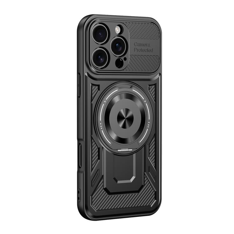 For iPhone 16 Plus Armor Rotating Holder MagSafe Phone Case