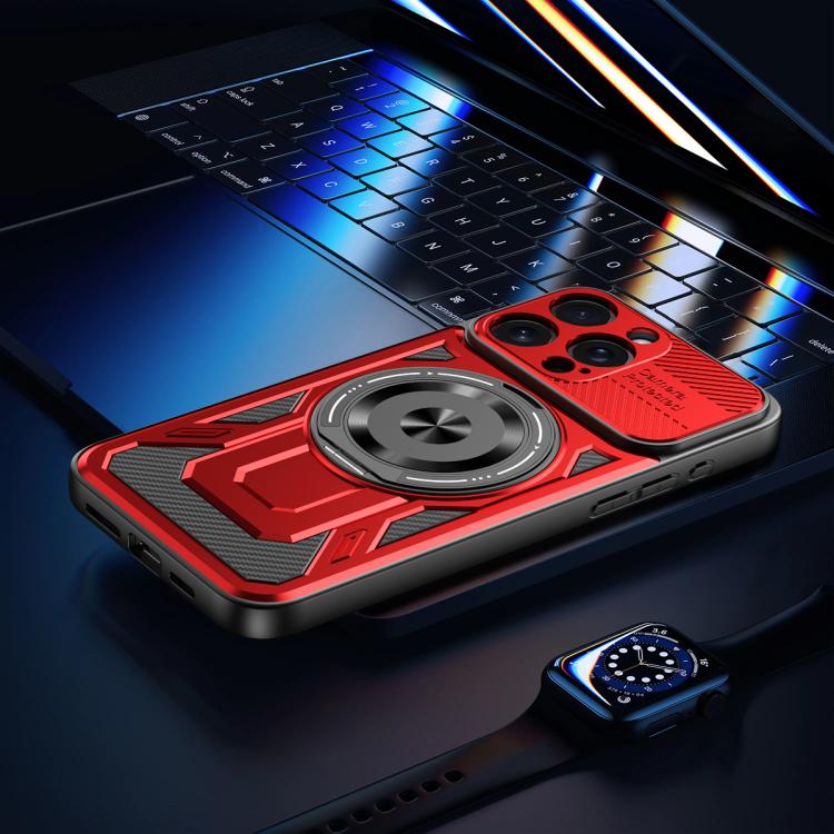 For iPhone 15 Pro Armor Rotating Holder MagSafe Phone Case
