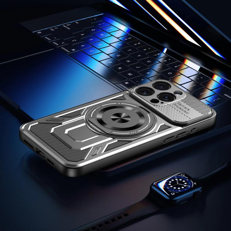 For iPhone 14 Armor Rotating Holder MagSafe Phone Case