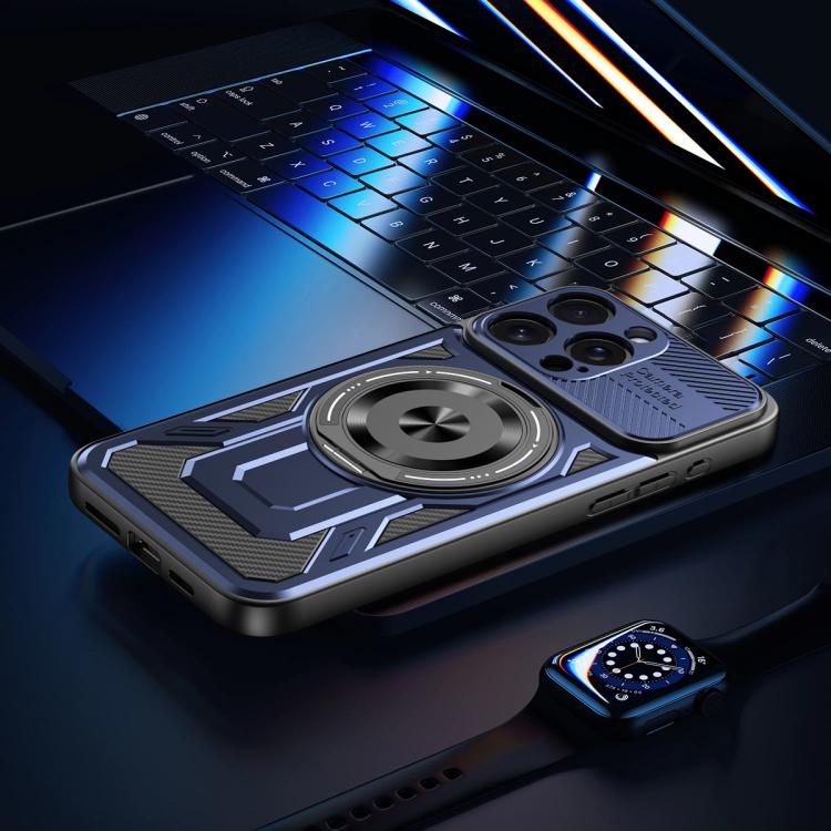For iPhone 14 Armor Rotating Holder MagSafe Phone Case