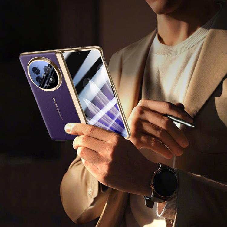 For OPPO Find N5 HD Integrated Electroplating Leather Hinge Lens Holder Phone Case