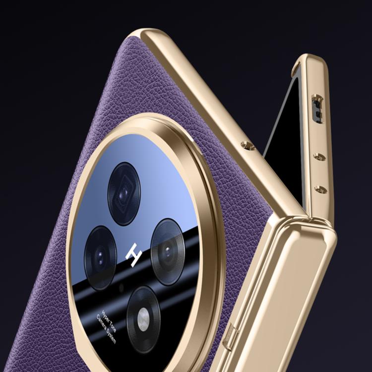 For OPPO Find N5 Integrated Privacy Electroplating Leather Hinge Lens Holder Phone Case