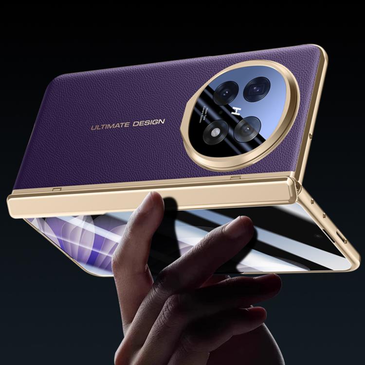 For OPPO Find N5 Integrated Privacy Electroplating Leather Hinge Lens Holder Phone Case