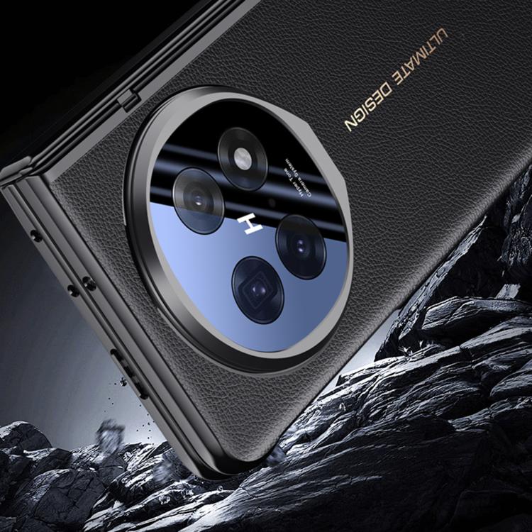 For OPPO Find N5 Integrated Privacy Electroplating Leather Hinge Lens Holder Phone Case