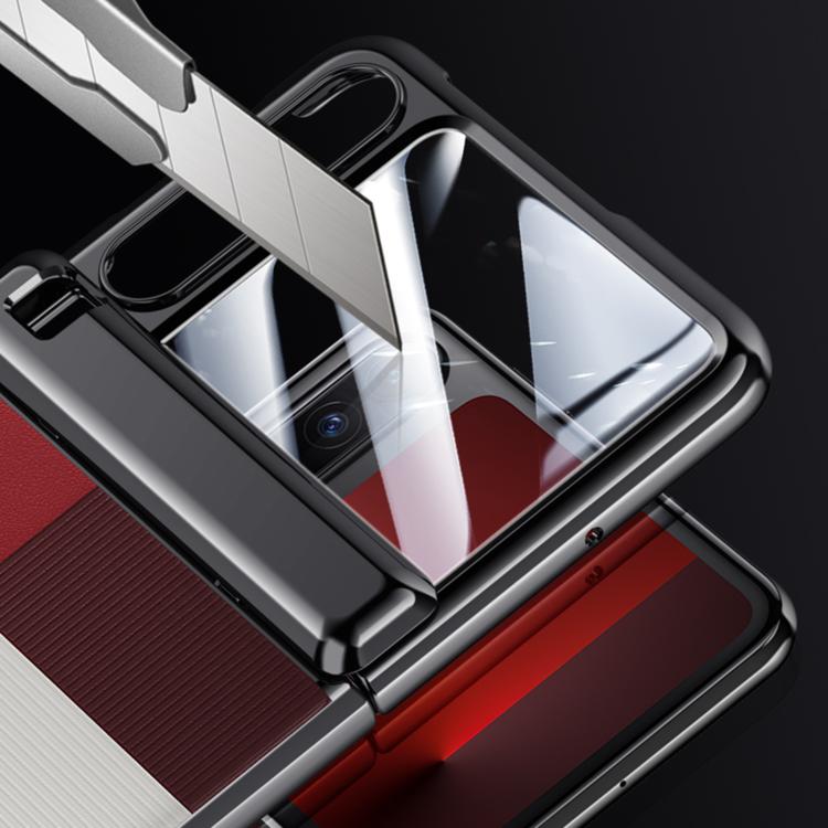 For Huawei Pura X Integrated  Electroplating Leather Texture Hinge Phone Case
