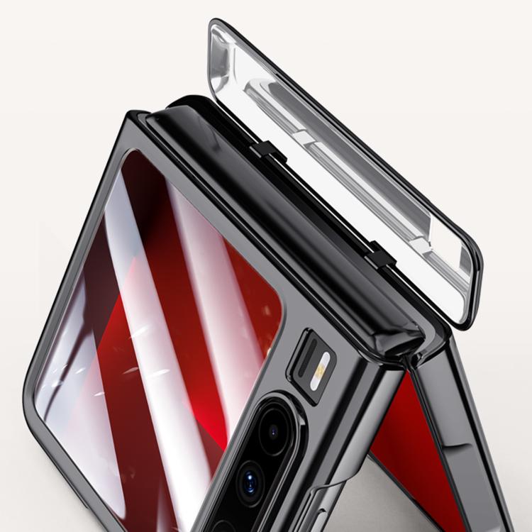 For Huawei Pura X Integrated  Electroplating Leather Texture Hinge Phone Case