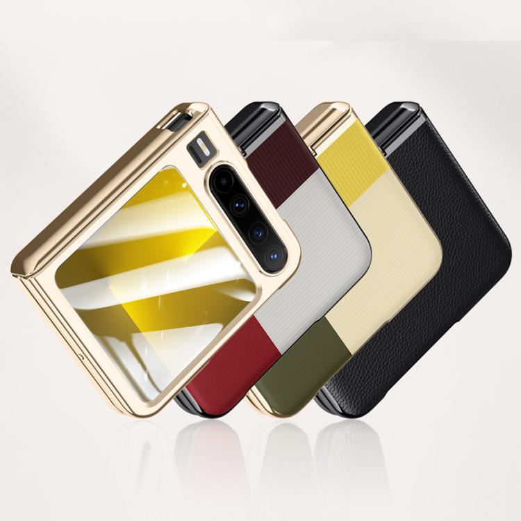 For Huawei Pura X Integrated  Electroplating Leather Texture Hinge Phone Case