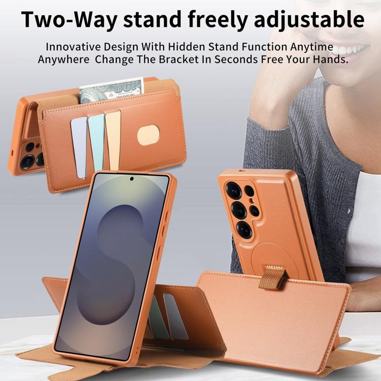 For Samsung Galaxy S25 Ultra 5G CaseNeo Finger Grip Strap MagSafe Leather Phone Case