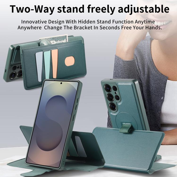 For Samsung Galaxy S25 Ultra 5G CaseNeo Finger Grip Strap MagSafe Leather Phone Case