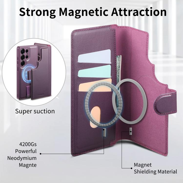 For Samsung Galaxy S25 Ultra 5G CaseNeo Finger Grip Strap MagSafe Leather Phone Case