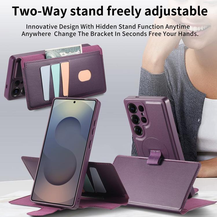 For Samsung Galaxy S25 Ultra 5G CaseNeo Finger Grip Strap MagSafe Leather Phone Case