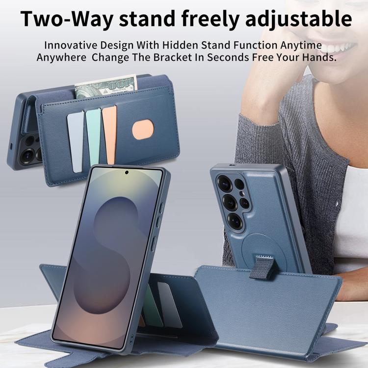 For Samsung Galaxy S25 Ultra 5G CaseNeo Finger Grip Strap MagSafe Leather Phone Case
