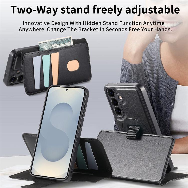 For Samsung Galaxy S25 / S24 5G CaseNeo Finger Grip Strap MagSafe Leather Phone Case