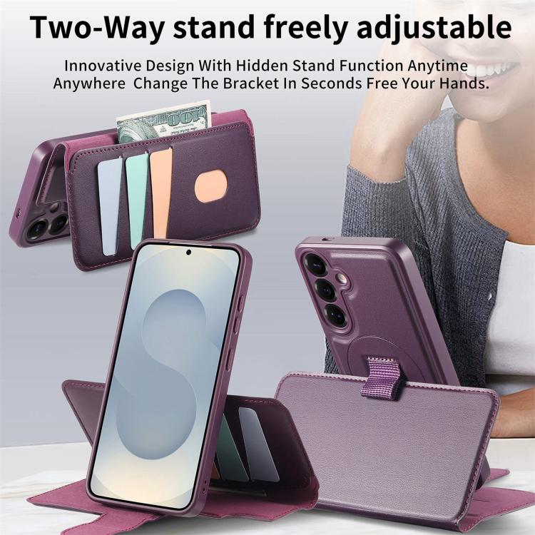 For Samsung Galaxy S25 / S24 5G CaseNeo Finger Grip Strap MagSafe Leather Phone Case