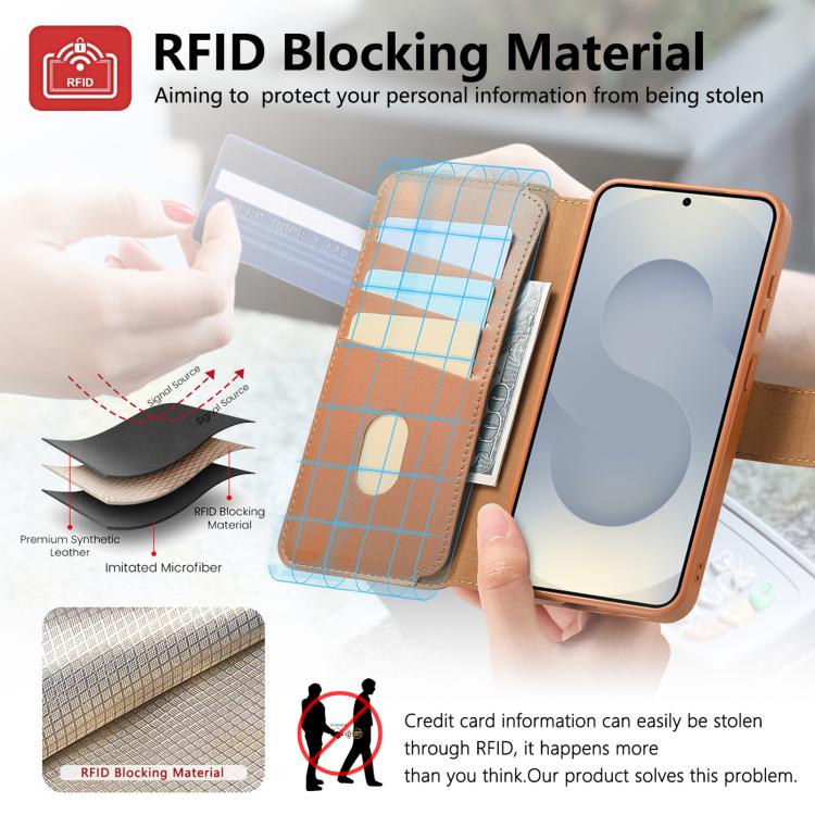 For Samsung Galaxy S25 Edge 5G CaseNeo Finger Grip Strap MagSafe Leather Phone Case