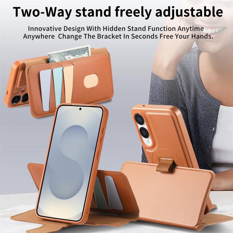 For Samsung Galaxy S25 Edge 5G CaseNeo Finger Grip Strap MagSafe Leather Phone Case