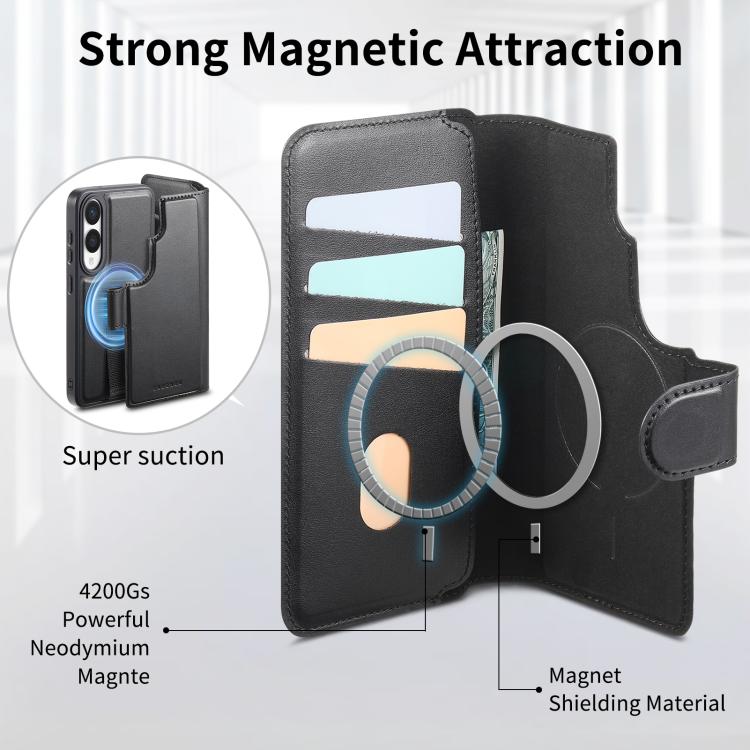 For Samsung Galaxy S25 Edge 5G CaseNeo Finger Grip Strap MagSafe Leather Phone Case