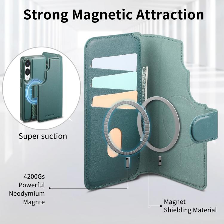 For Samsung Galaxy S25 Edge 5G CaseNeo Finger Grip Strap MagSafe Leather Phone Case