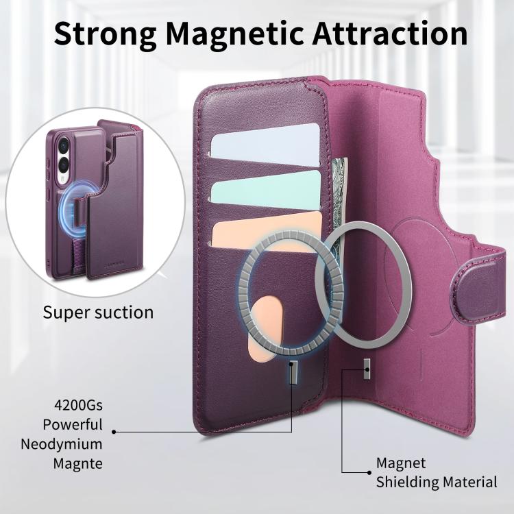 For Samsung Galaxy S25 Edge 5G CaseNeo Finger Grip Strap MagSafe Leather Phone Case