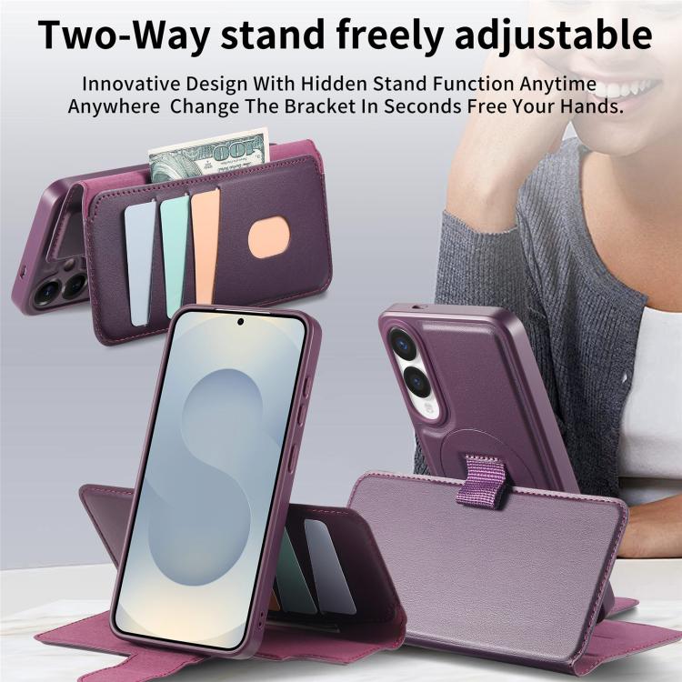 For Samsung Galaxy S25 Edge 5G CaseNeo Finger Grip Strap MagSafe Leather Phone Case