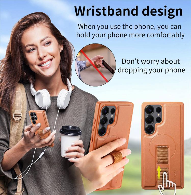 For Samsung Galaxy S26 Ultra 5G CaseNeo Finger Grip Strap MagSafe Leather Phone Case