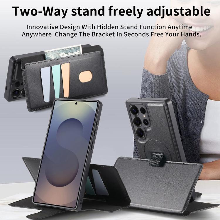 For Samsung Galaxy S26 Ultra 5G CaseNeo Finger Grip Strap MagSafe Leather Phone Case