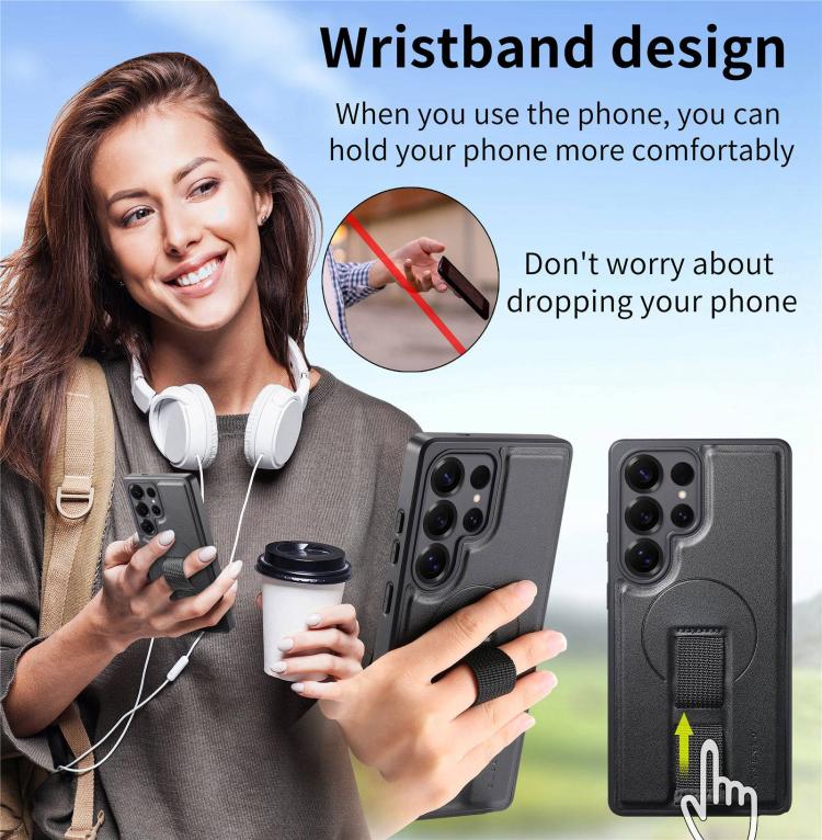 For Samsung Galaxy S26 Ultra 5G CaseNeo Finger Grip Strap MagSafe Leather Phone Case