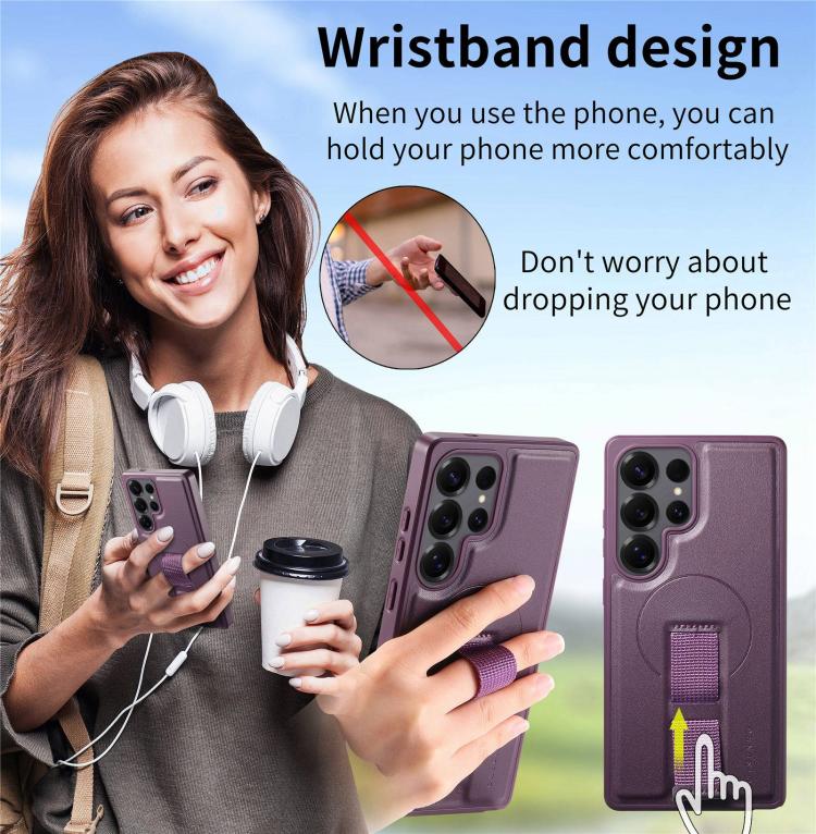 For Samsung Galaxy S26 Ultra 5G CaseNeo Finger Grip Strap MagSafe Leather Phone Case