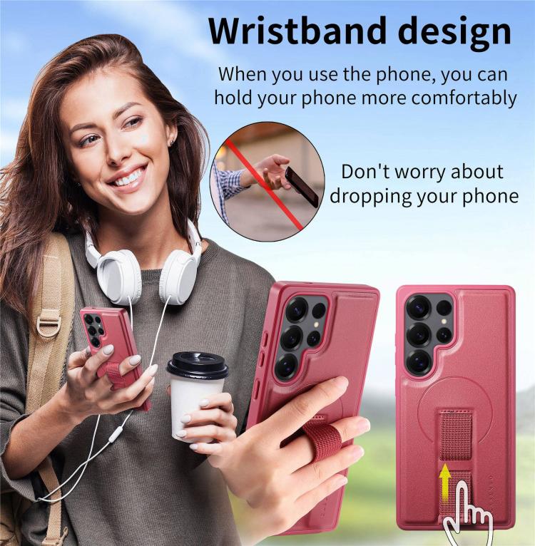 For Samsung Galaxy S26 Ultra 5G CaseNeo Finger Grip Strap MagSafe Leather Phone Case