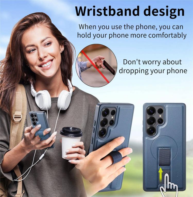 For Samsung Galaxy S26 Ultra 5G CaseNeo Finger Grip Strap MagSafe Leather Phone Case