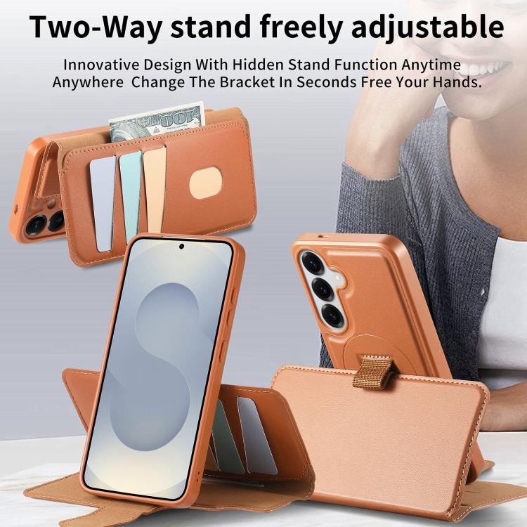 For Samsung Galaxy S26+ 5G CaseNeo Finger Grip Strap MagSafe Leather Phone Case