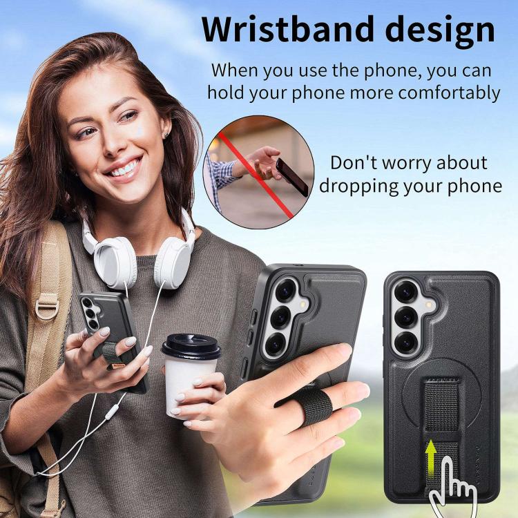 For Samsung Galaxy S26+ 5G CaseNeo Finger Grip Strap MagSafe Leather Phone Case