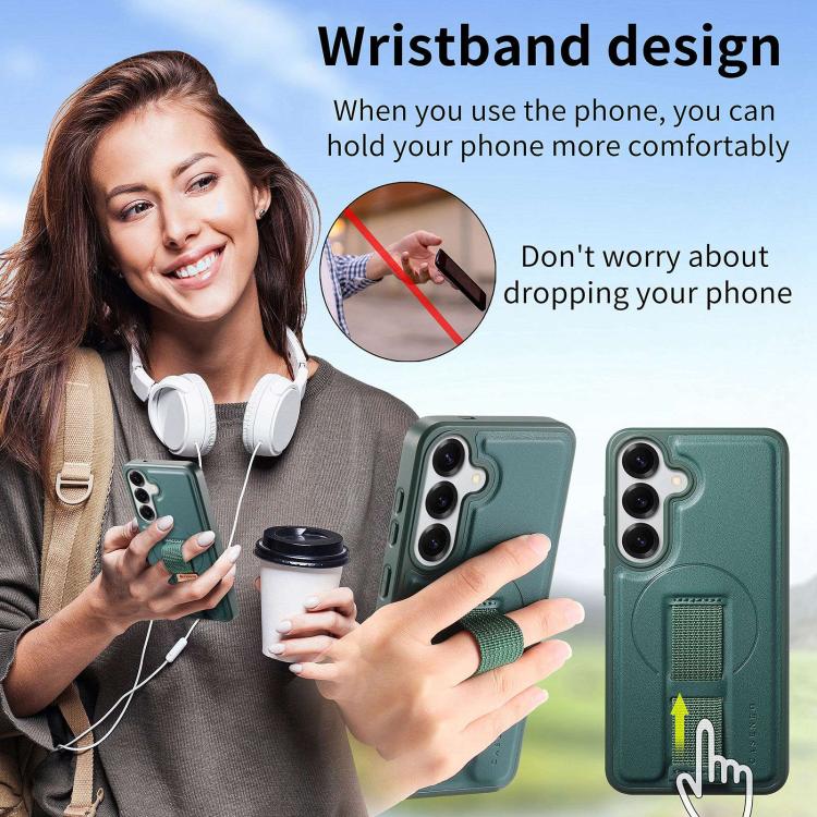 For Samsung Galaxy S26+ 5G CaseNeo Finger Grip Strap MagSafe Leather Phone Case