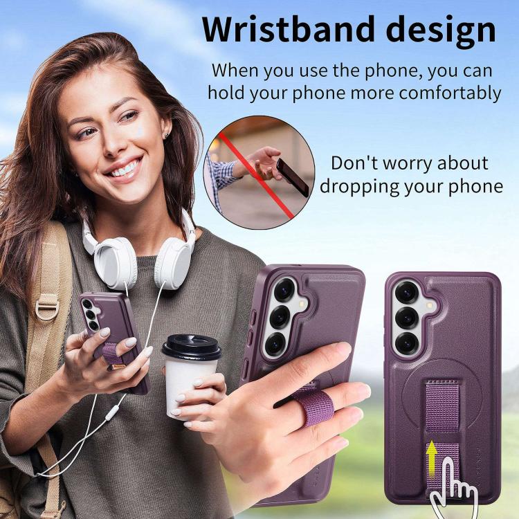 For Samsung Galaxy S26+ 5G CaseNeo Finger Grip Strap MagSafe Leather Phone Case