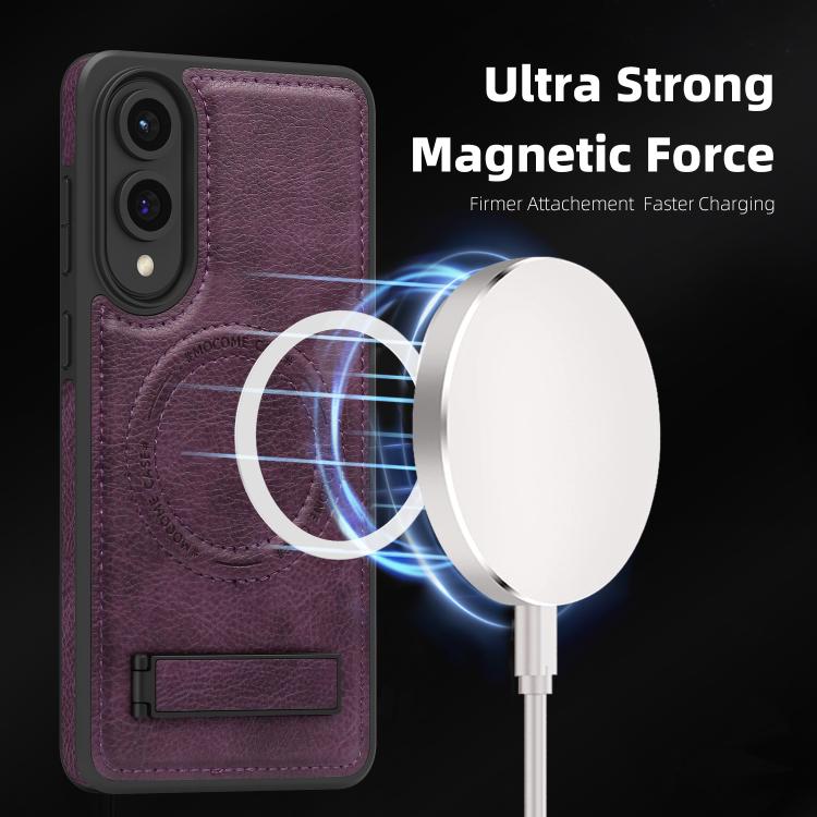 For Samsung Galaxy S25 Edge 5G Multi-function Holder MagSafe PU Phone Case