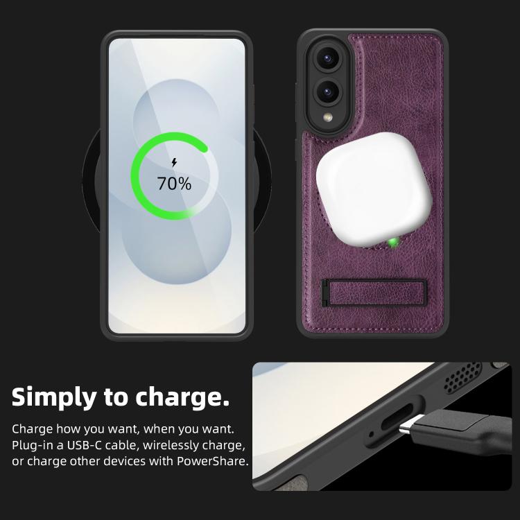 For Samsung Galaxy S25 Edge 5G Multi-function Holder MagSafe PU Phone Case