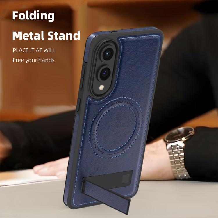 For Samsung Galaxy S25 Edge 5G Multi-function Holder MagSafe PU Phone Case