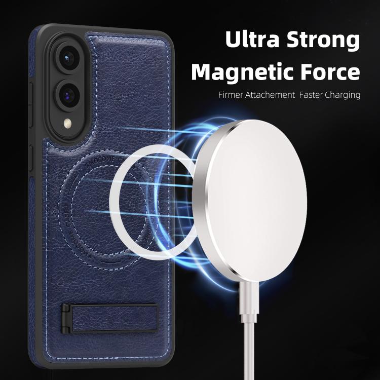 For Samsung Galaxy S25 Edge 5G Multi-function Holder MagSafe PU Phone Case