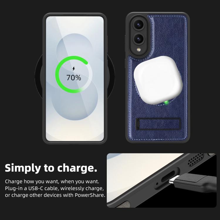 For Samsung Galaxy S25 Edge 5G Multi-function Holder MagSafe PU Phone Case
