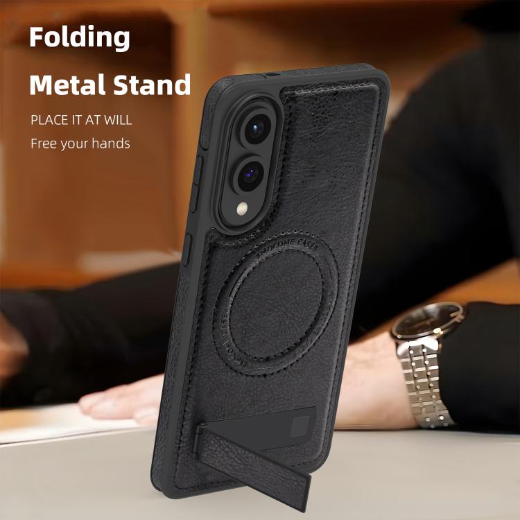 For Samsung Galaxy S25 Edge 5G Multi-function Holder MagSafe PU Phone Case