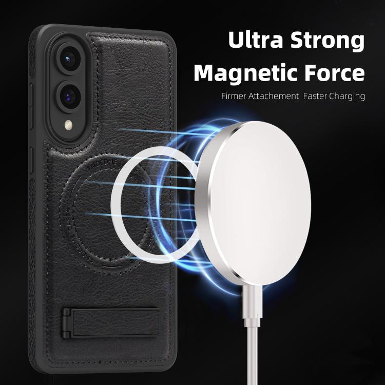 For Samsung Galaxy S25 Edge 5G Multi-function Holder MagSafe PU Phone Case