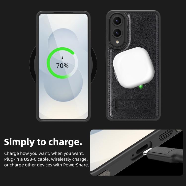 For Samsung Galaxy S25 Edge 5G Multi-function Holder MagSafe PU Phone Case