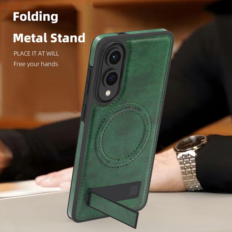 For Samsung Galaxy S25 Edge 5G Multi-function Holder MagSafe PU Phone Case