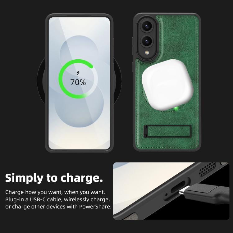 For Samsung Galaxy S25 Edge 5G Multi-function Holder MagSafe PU Phone Case