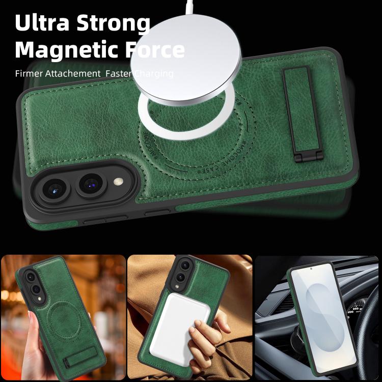 For Samsung Galaxy S25 Edge 5G Multi-function Holder MagSafe PU Phone Case