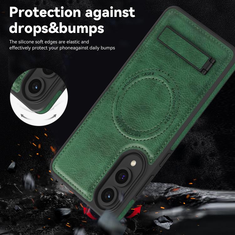 For Samsung Galaxy S25 Edge 5G Multi-function Holder MagSafe PU Phone Case