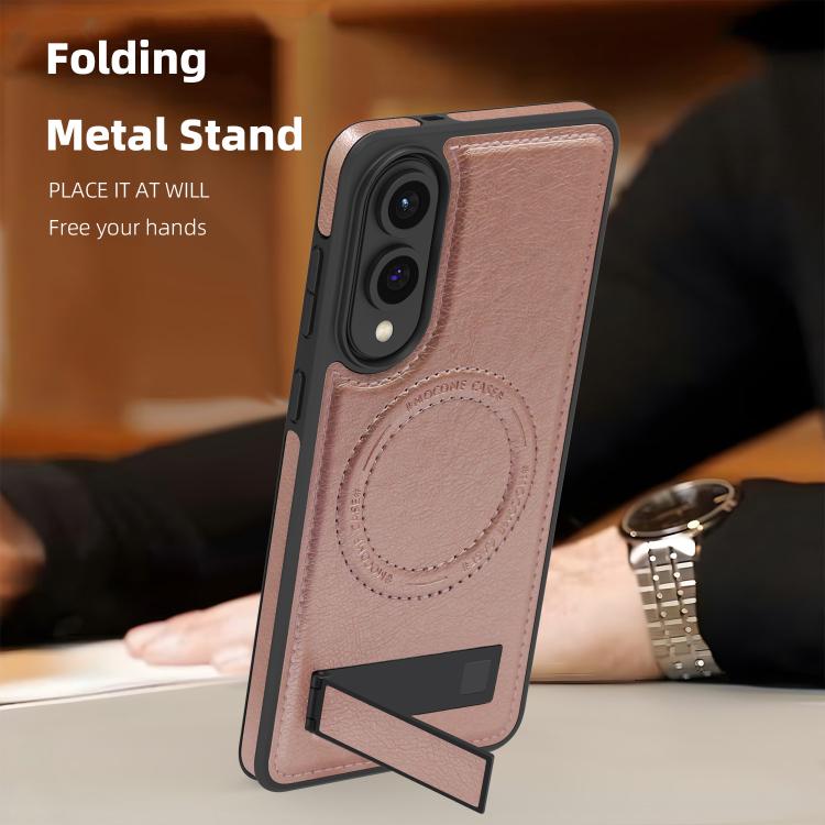 For Samsung Galaxy S25 Edge 5G Multi-function Holder MagSafe PU Phone Case