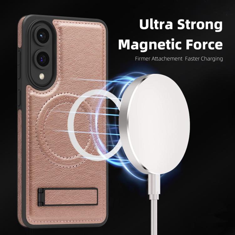 For Samsung Galaxy S25 Edge 5G Multi-function Holder MagSafe PU Phone Case